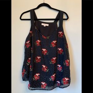Loft Floral Velvet Tank Top